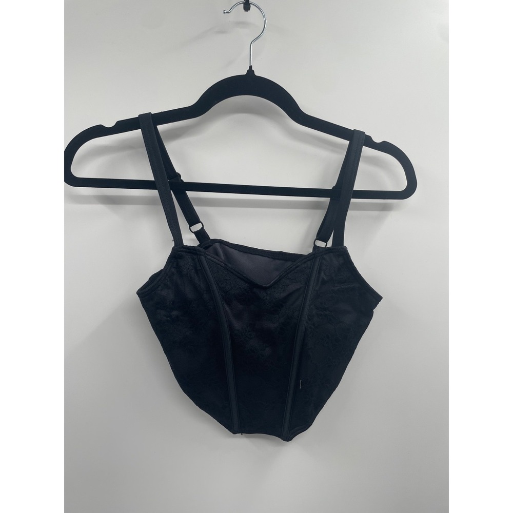 Weissman Lace Corset-Style Dance Crop Top Floral Women's Small Black Classic‎